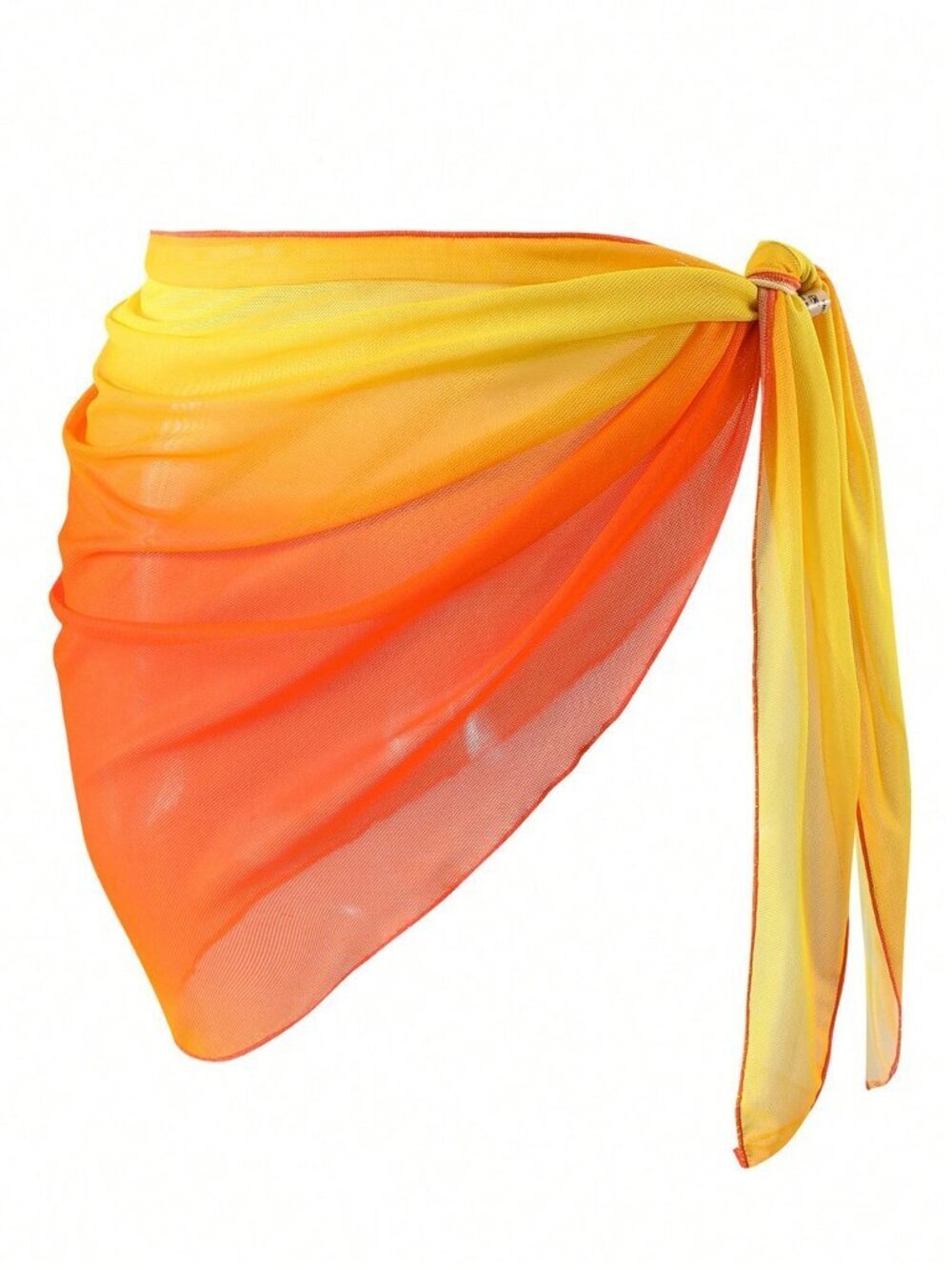 Orange Women's Ombre Mesh Tie-Up Cover-Up Skirt